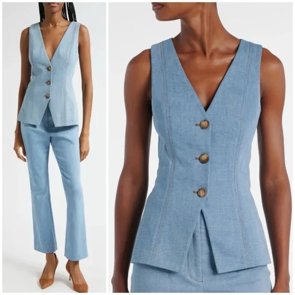 NWT VERONICA BEARD Avalina Denim Vest in Blue Mirage SZ US 6 - Picture 8 of 8